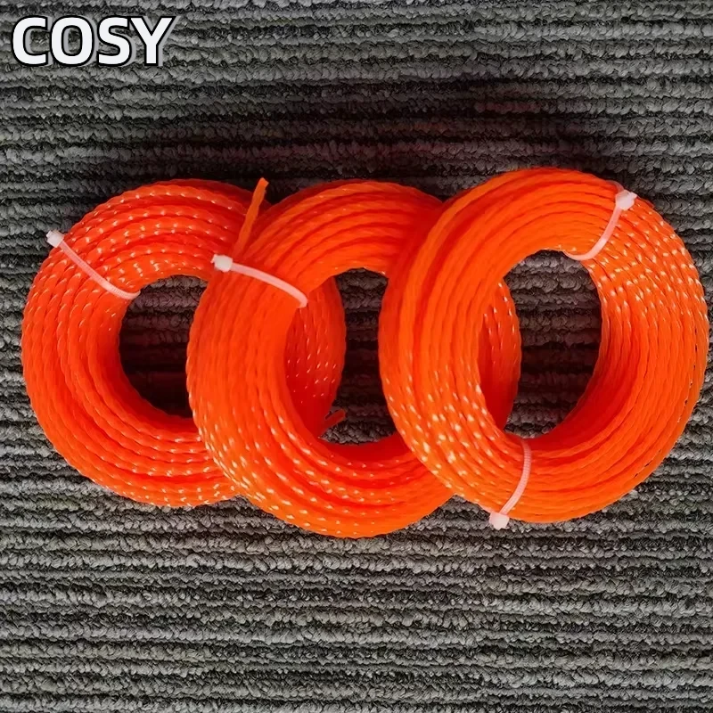 15m*2.4mm/2.7mm/3mm/3.3mm/4mm Toughness universal Mowing Nylon Grass Trimmer Rope Brush Cutter Strimmer Line Mowing Wire Lawn