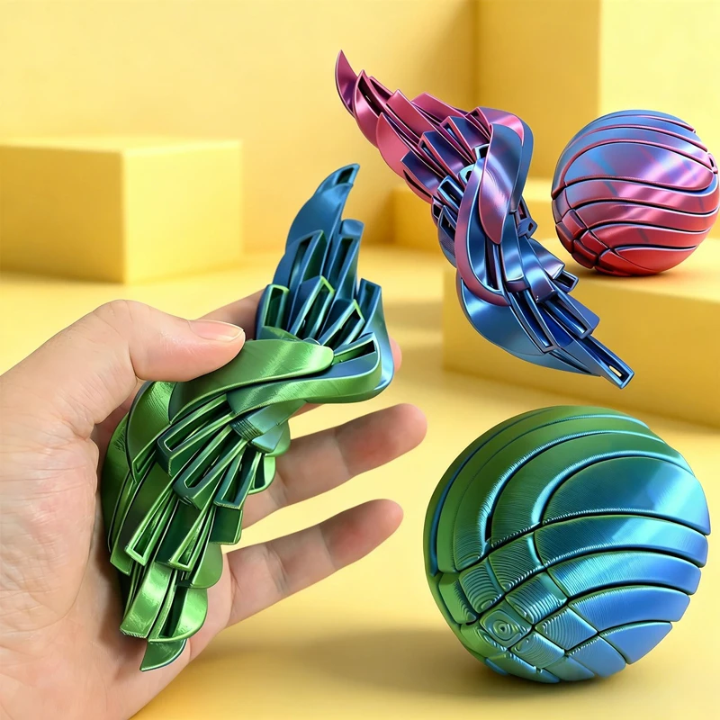 3D Printed Twist Sphere Fidget Ball Gradient Liquid Flow Rotating Gear Fidget Toy Stress Anxiety Relief Sensory Toy for Adults image 5