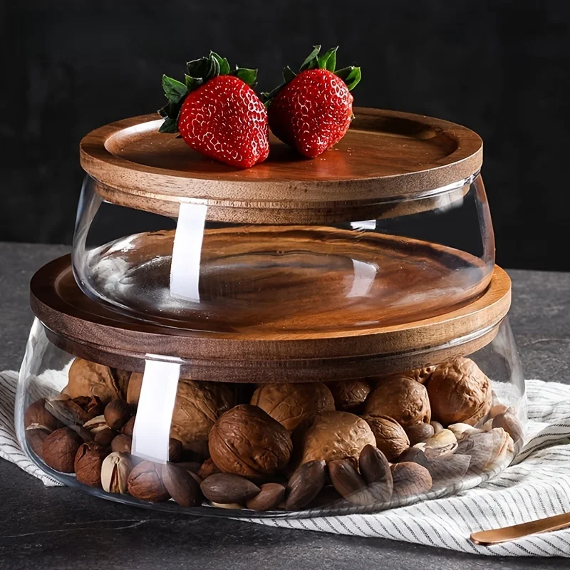 Glass Canisters with Wooden Lids –Multi-Purpose Airtight Containers for Food Preservation, Serving & Countertop Display