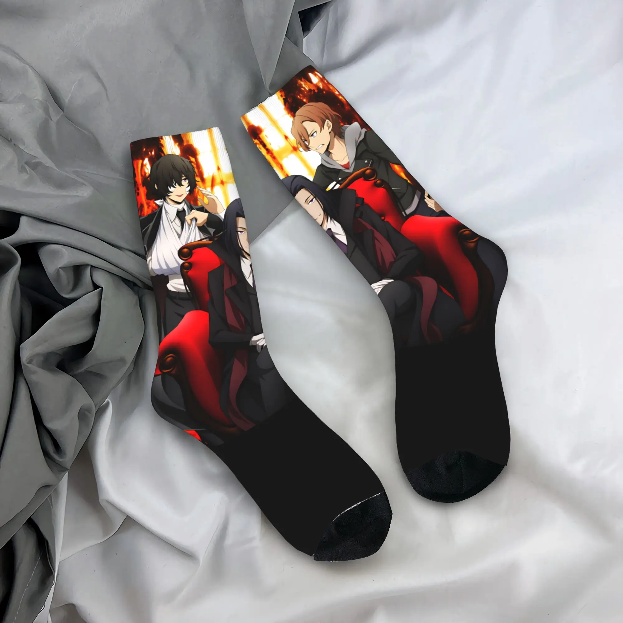 Men's Socks Dazai Bungo Stray Dogs  Stockings Anti Slip High Quality Socks Autumn Gothic Graphic Outdoor Sports Socks