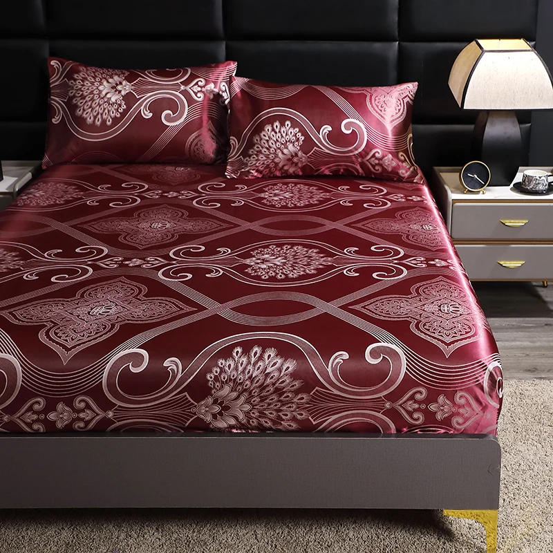 1 Fitted Sheet European Court Style Jacquard Design (pillowcase Not Included) Soft Skin-friendly and Breathable Bedding.