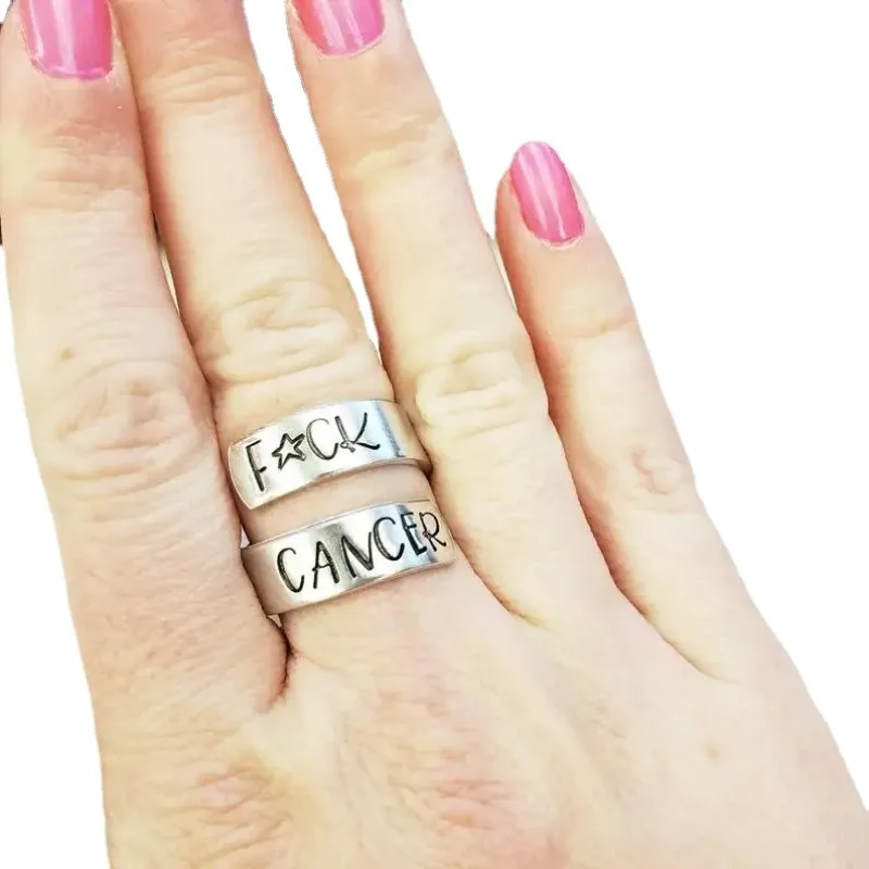 F*k Cancer Wrap Awareness Rings for Women Survivor Inspirational Jewelry Drop Shipping YLQ7274