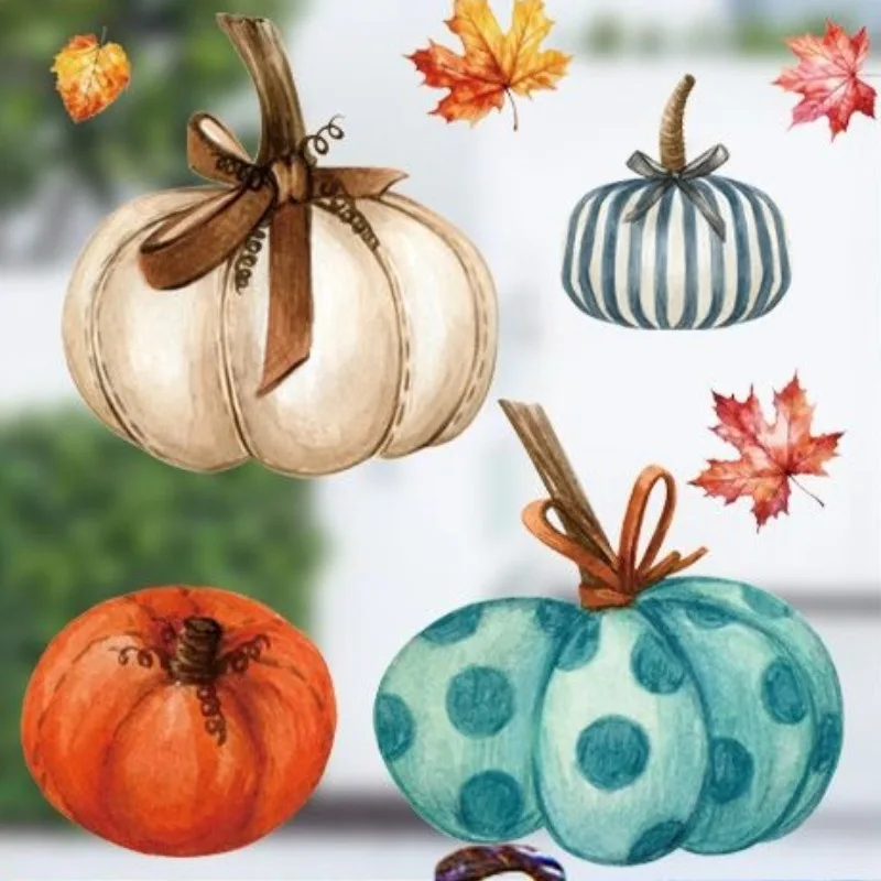 9 Sheets Fall Window Clings 98PCS Thanksgiving Static Stickers Pumpkin Maple Leaf Double Sided PVC 20x30cm Autumn Party Decor