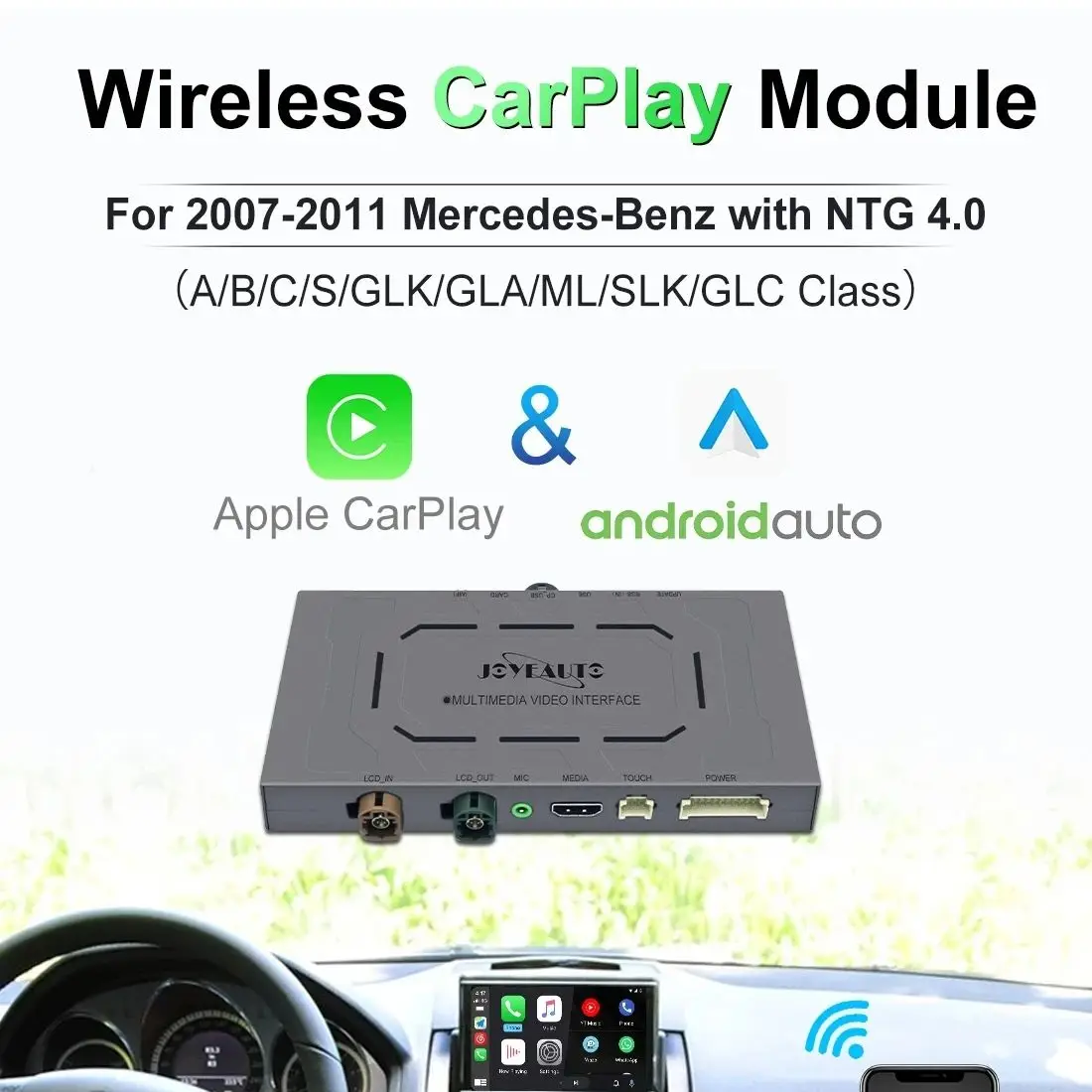 JoyeAuto Wireless Apple CarPlay For Mercedes Benz NTG 4.0 A B C E GLK GLA ML SLK Class 2007-2011 Android Auto Car Play Retrofit