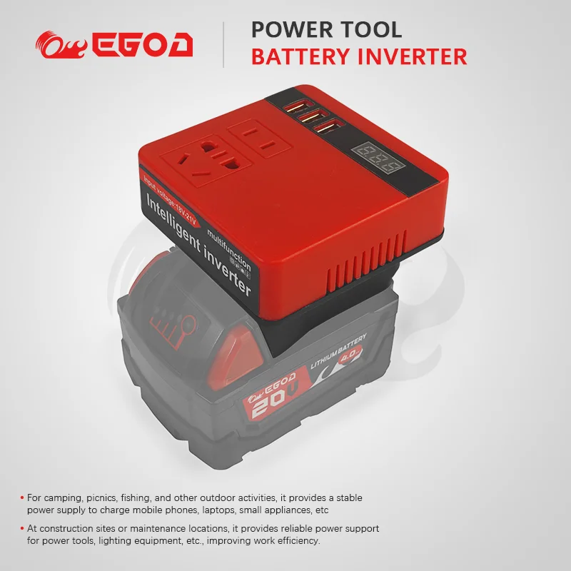 Batterie au Lithium onduleur batterie externe 18v 21v à 110v 220v pour Milwaukee multi-fonction transformateur domestique onduleur extérieur ﻿