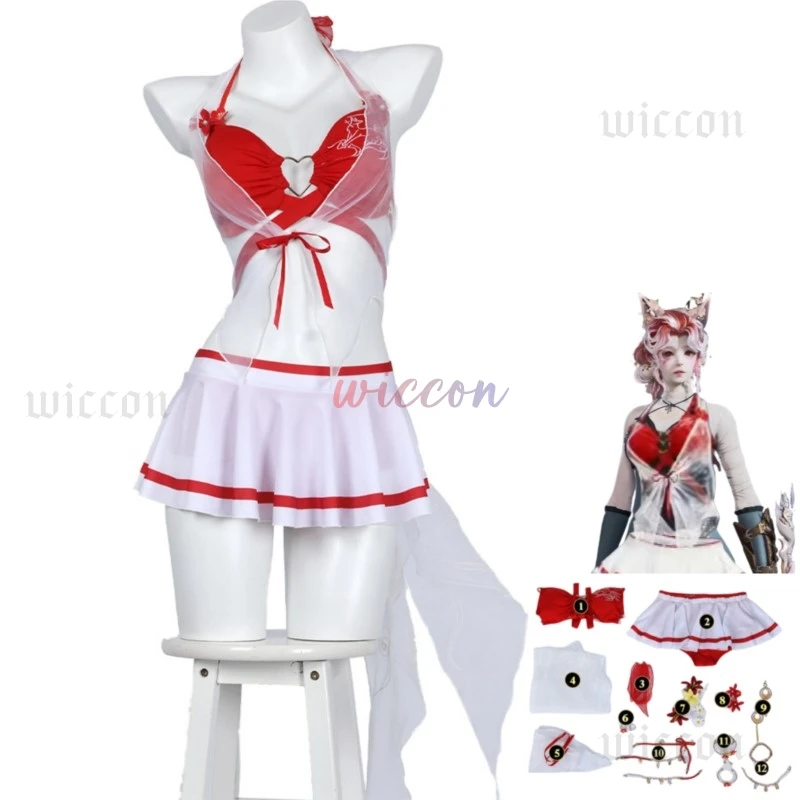 Game Naraka: Bladepoint Tessa Cosplay Costume Summer Party: Chishayouyang Red White Swimsuit Bikini Woman Sexy Carnival Suit