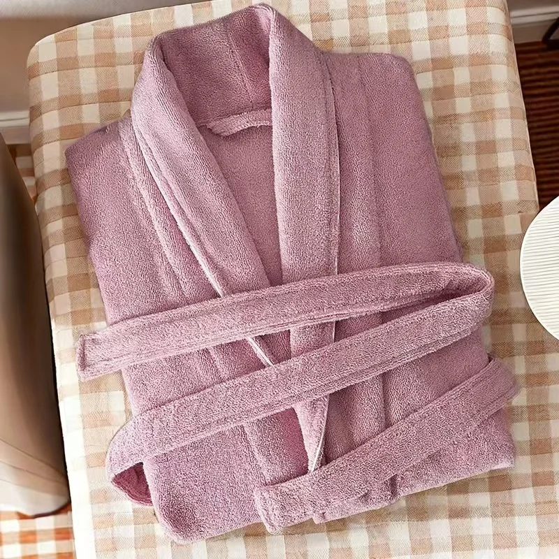 Terry Robe Women 100% Cotton Bathrobe Lovers Brown Robes Men Bathrobe Solid Towel Fleece Long Sleepwear Bridesmaid Robe White