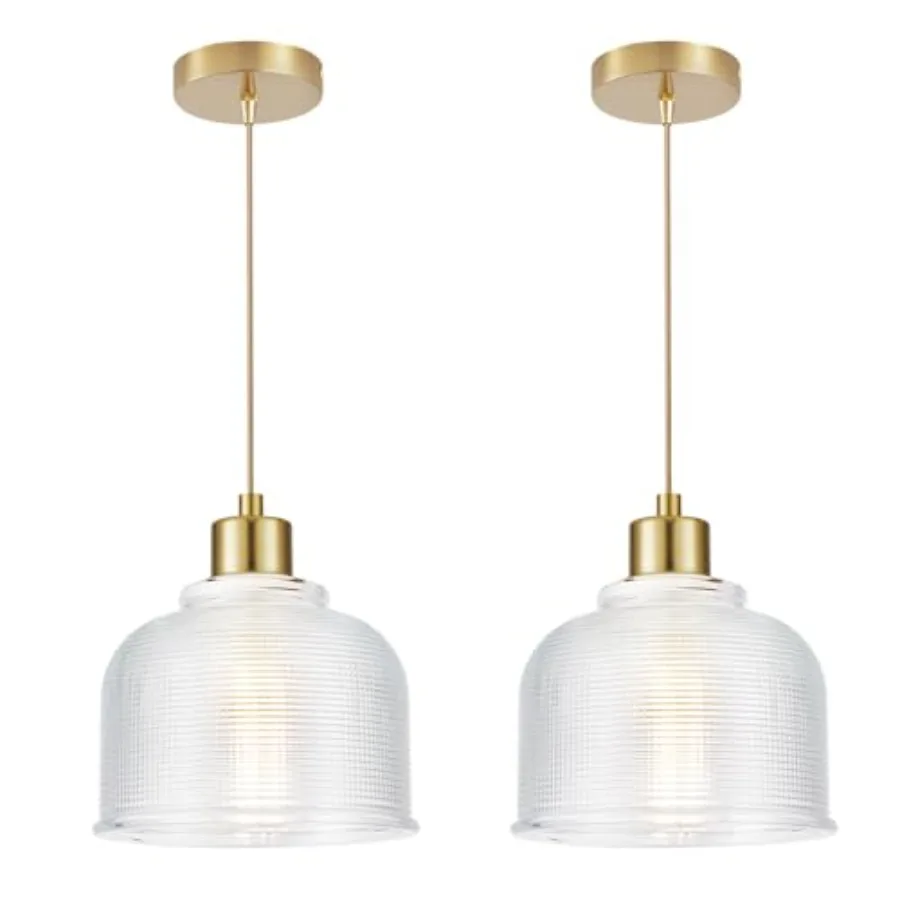 

2Pack Industrial Pendant Lighting Modern Clear Glass Shade Farmhouse Adjustable Hanging Light Fixtures for Kitchen Island Livin