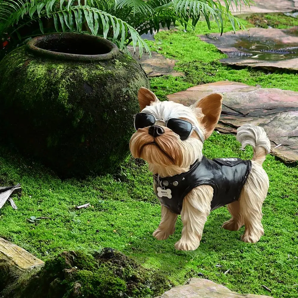 Puppy Garden Stake Weather-resistant Yard Stake Dog Garden Stake with Puppy Vest Sunglasses Outdoor Yard Art Sign for Patio