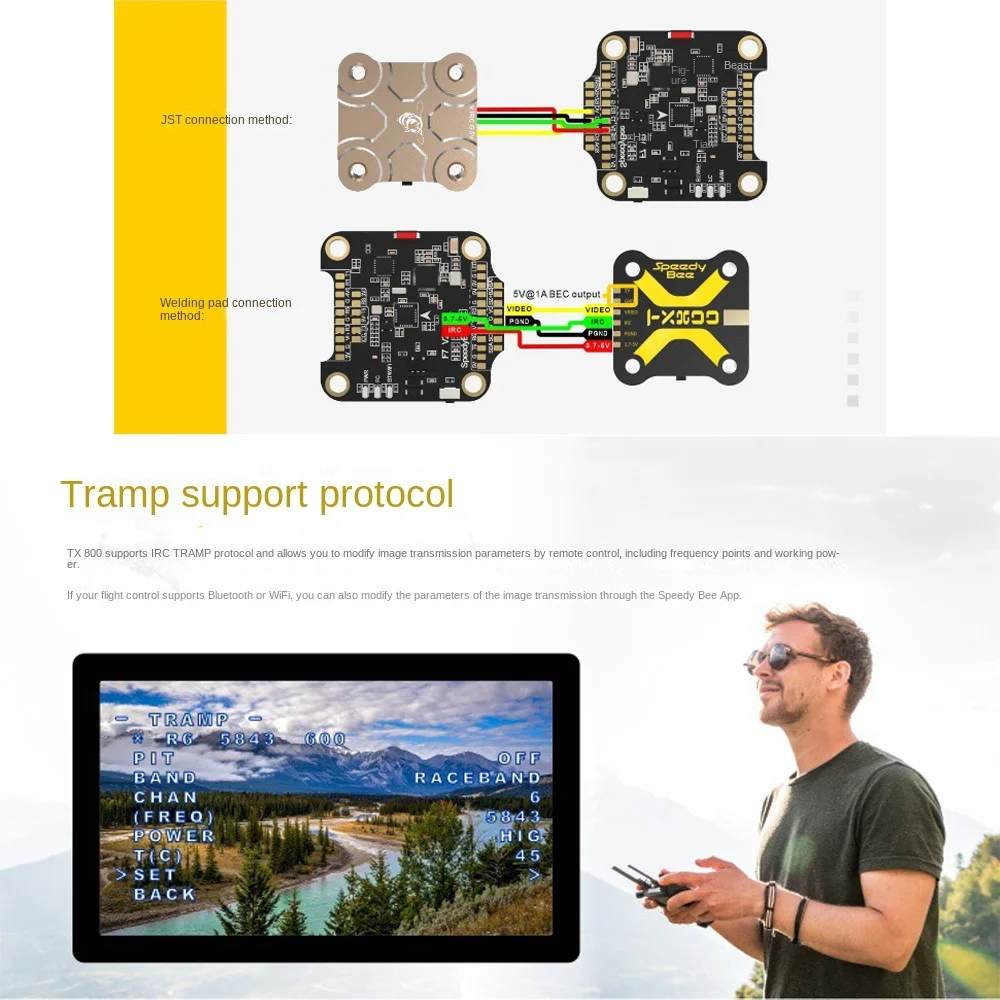 Parts SpeedyBee Image Transmitter 3.7-5.5V 5.8G 48CH Transmitter VTX TX800 RC Accessories for RC FPV Drone