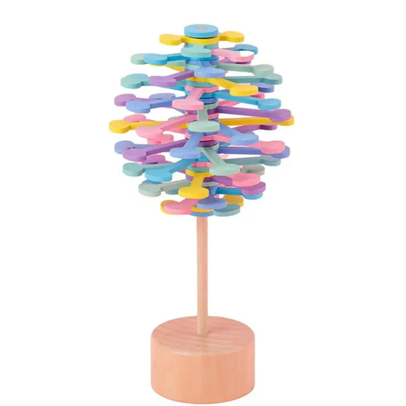 A04F-Wooden Spin Lollipop Fidget - Descompressão Educacional Sensorial - Ansiedade Alívio do Estresse Durável