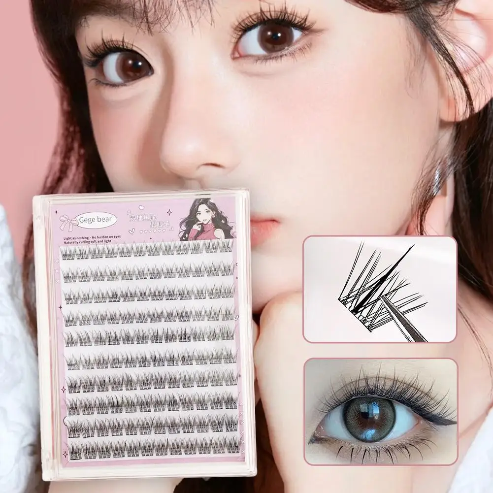 New Large-capacity Glue-free False Eyelashes Sunflower Natural Thick C Curling Segmented Eyelashes Suitable For Daily Use O8W9