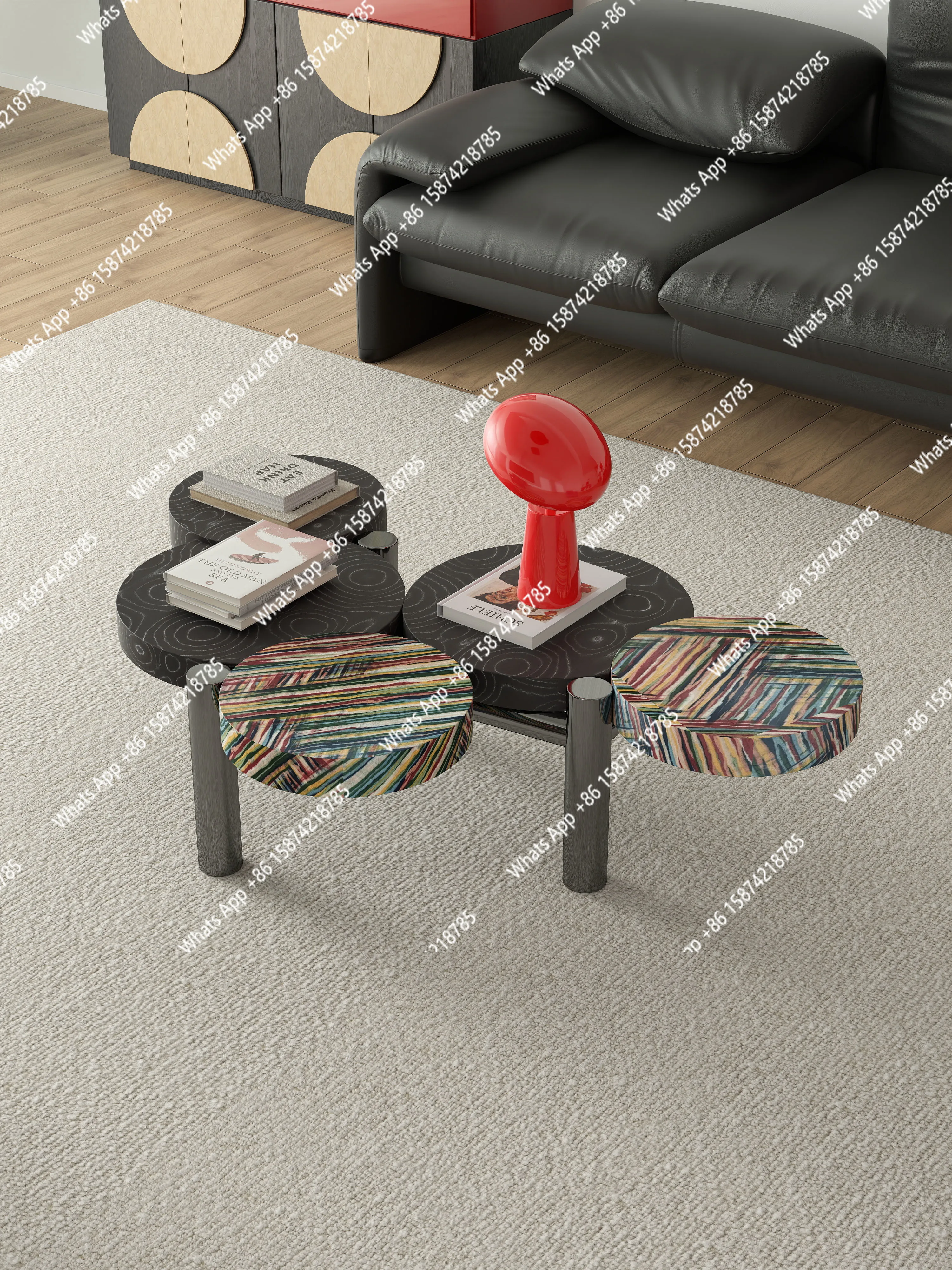 

Coffee table creative sofa designer art black coffee table antique Italian minimalist household small coffee table