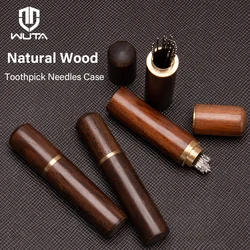 WUTA 1 Pc Durable Needles Storage Case Wooden Box Needles Bottle Sandalwood Needlework Storage Wood Case Toothpick Holder Box