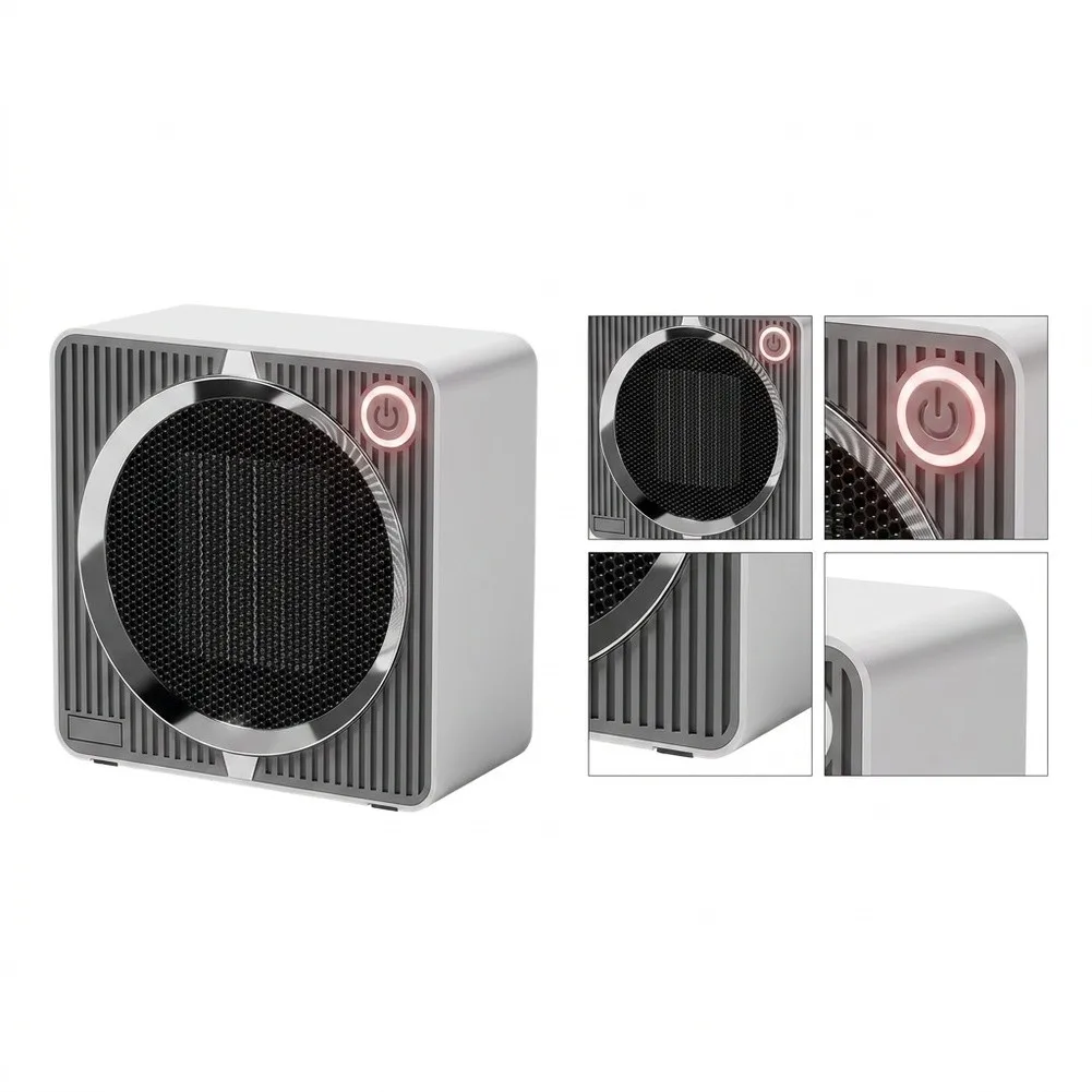 500W For Mini Heater Compact 14x7x14cm for Small Areas Fast Heating Quiet Mode LED Status Light Energy Efficient