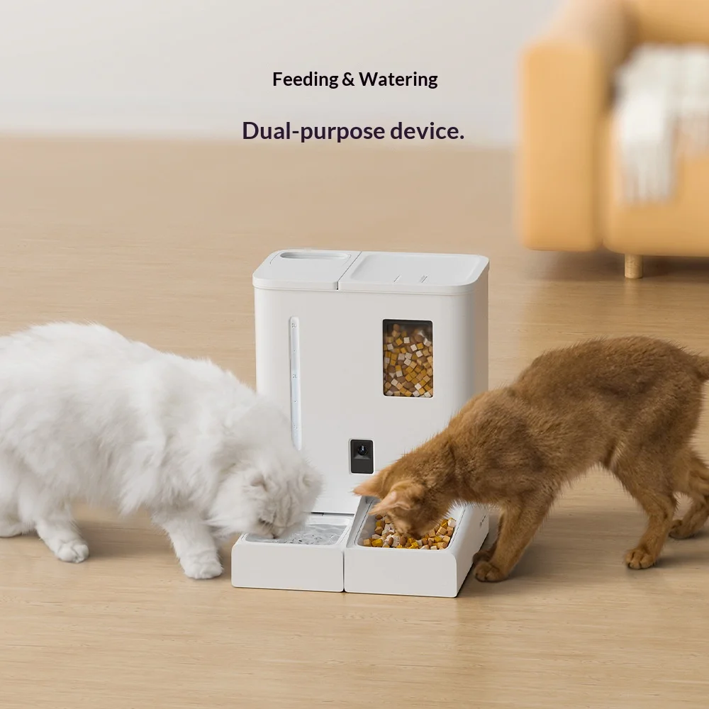 Automatic Pet Feeder 5L Food Storage Bucket + 4L Water Bowl APP Remote Control with HD Camera for Cats and Dogs