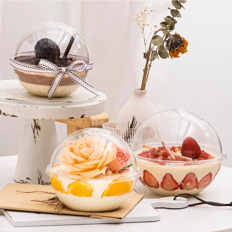 

50Pcs Mousse Dessert Cup with Lid Transparent Dessert Bowl Container Disposable Salad Cup Yogurt Jelly Pudding Cupcake Container