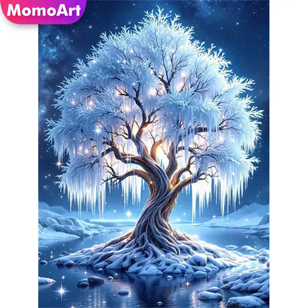 Momoart Diamond Embroidery Tree Mosaic DIY Full Square Round Diamond Painting Winter Landscape New Arrival Handmade Hobby