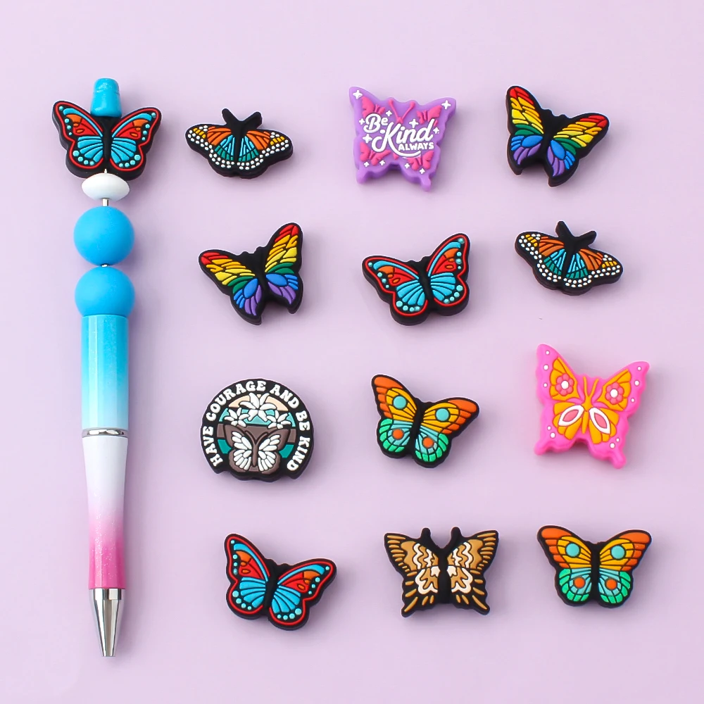 5/10pcs Focal Silicone beads Cute Butterfly Shape for Pen Decoration Jewelry Accessories DIY Keychain Bracelet Creative Gifts