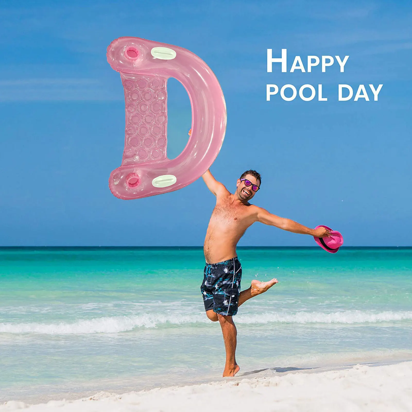 PVC Floating Row with Cup Holder and Repair Stickers Inflatable Pool Water Floating Bed Foldable Adult for Beach Swimming
