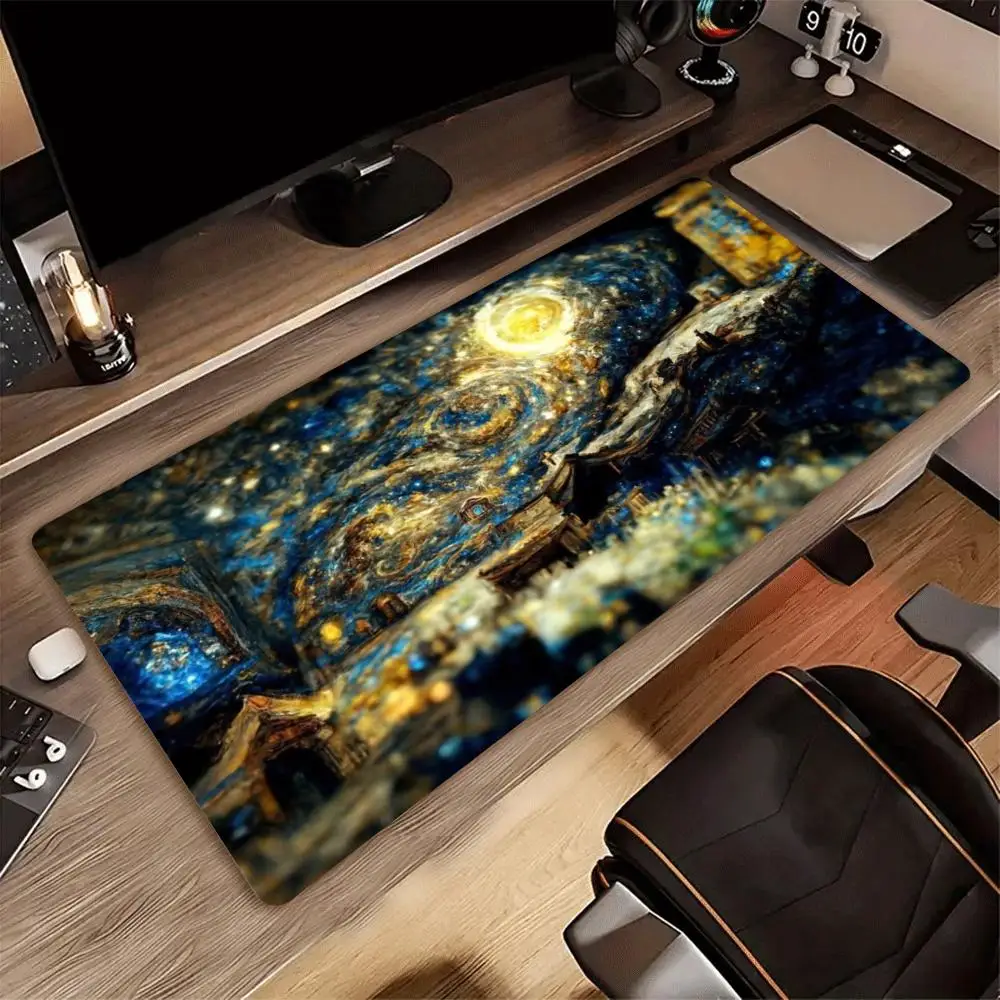 Gaming Mouse Pad XXL Mystic Ocean Star Ancient Broken Stone Ruins Non Slip Desk Mat For Laptop Keyboard Fantasy Desktop Mat