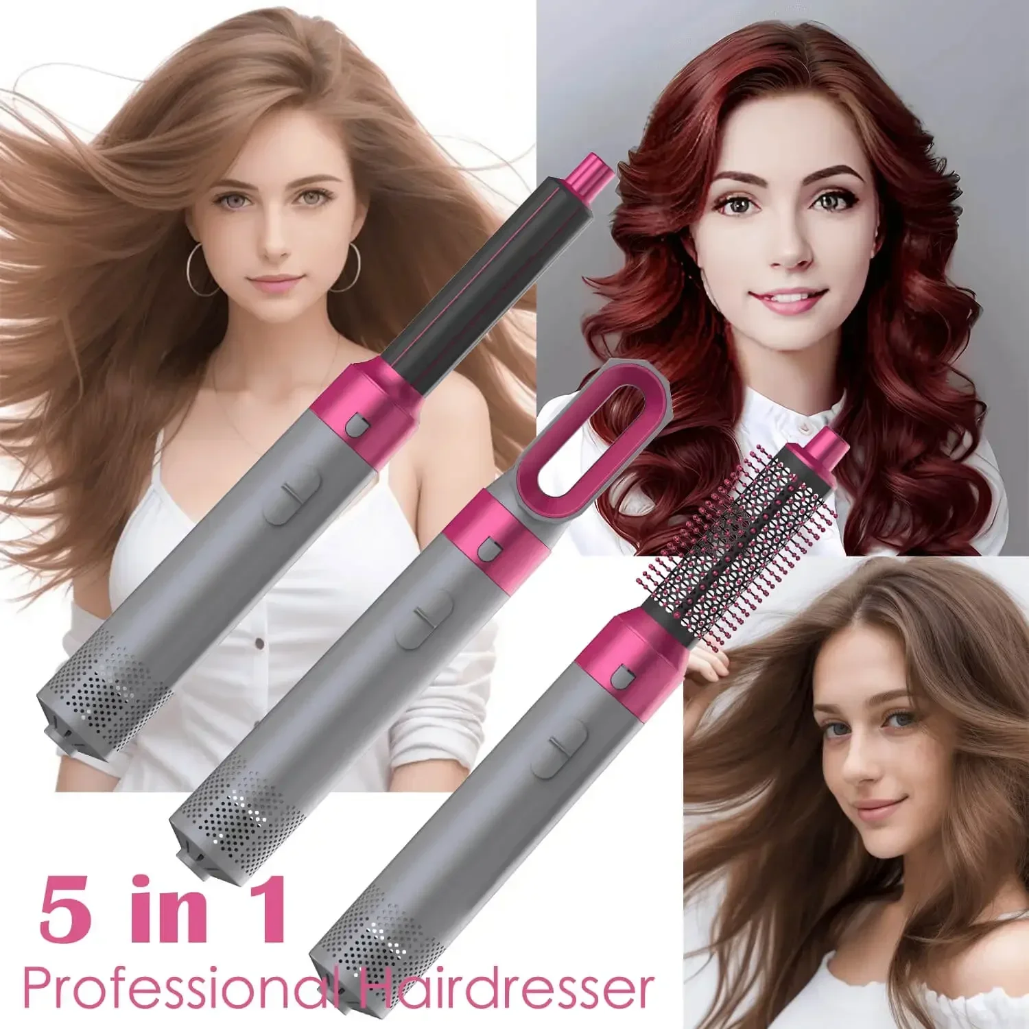 5 In 1 Hair Dryer Comb Set Professional Hot Air Styler For Hair Curling Straightening And Volumizing At Home hair curler image 5