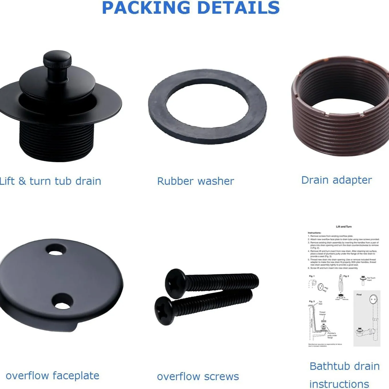 American-style pull-out bathtub drain set, full bathtub drain set with overflow, bathtub drain set
