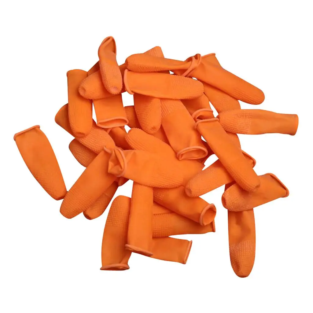 100pcs Natural Latex Rubber Finger Cots Textured End Tacky Multi-function