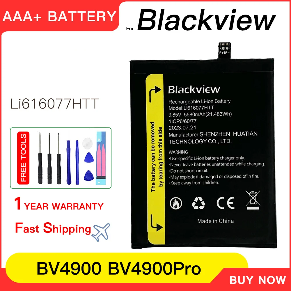 Genuine Li616077HTT 5580mAh BV 4900 Original Battery For Blackview BV4900 / BV4900 pro battery mobile batteries+free tools