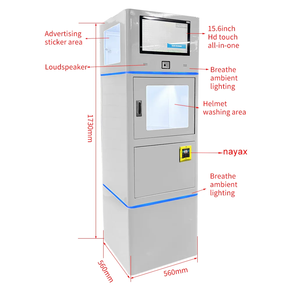 Street Availability Support Card and Coin and Paper Payment Helmet Cleaning Vendo Machine Smart Helmet Cleaning Machine