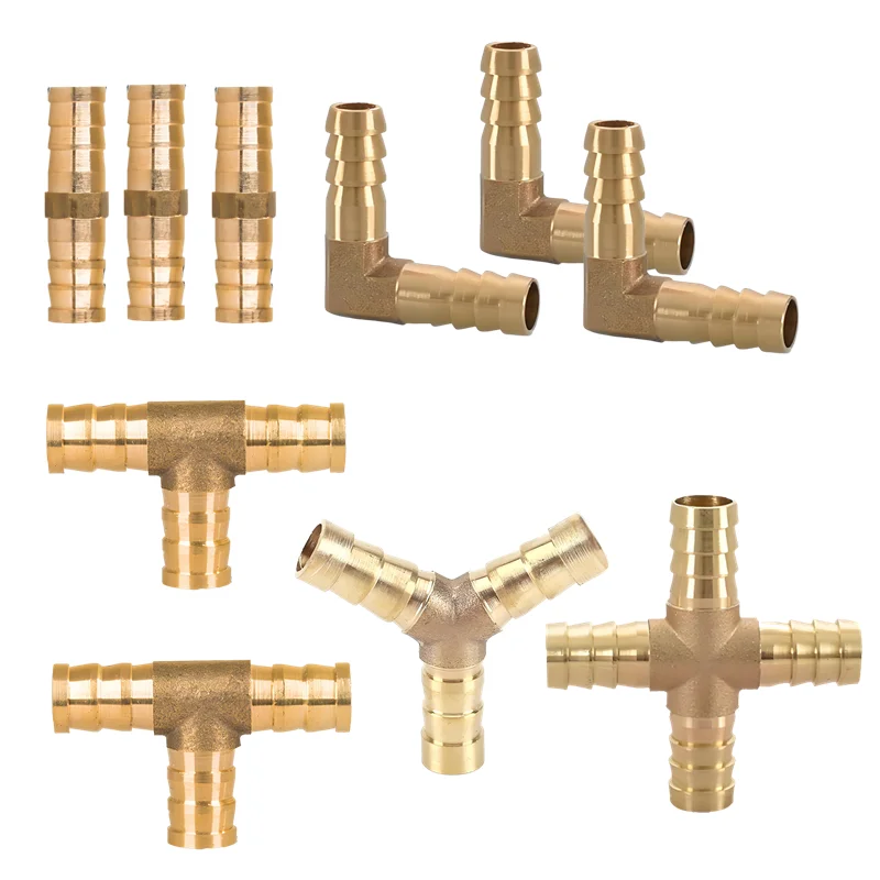 1pc Brass Pipe Joints 4/5/6/8/10/12/14/16/19/25mm Hose Joint Elbow Tee Cross Y Type Adapter Water Tube Fittings