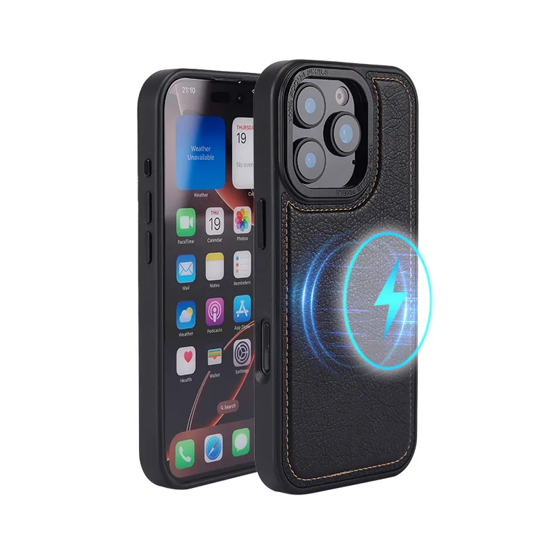 

Soft Leather Case for iPhone 16 15 14 Pro Max for Magsafe Magnetic Wireless Charge Protective Phone Cover
