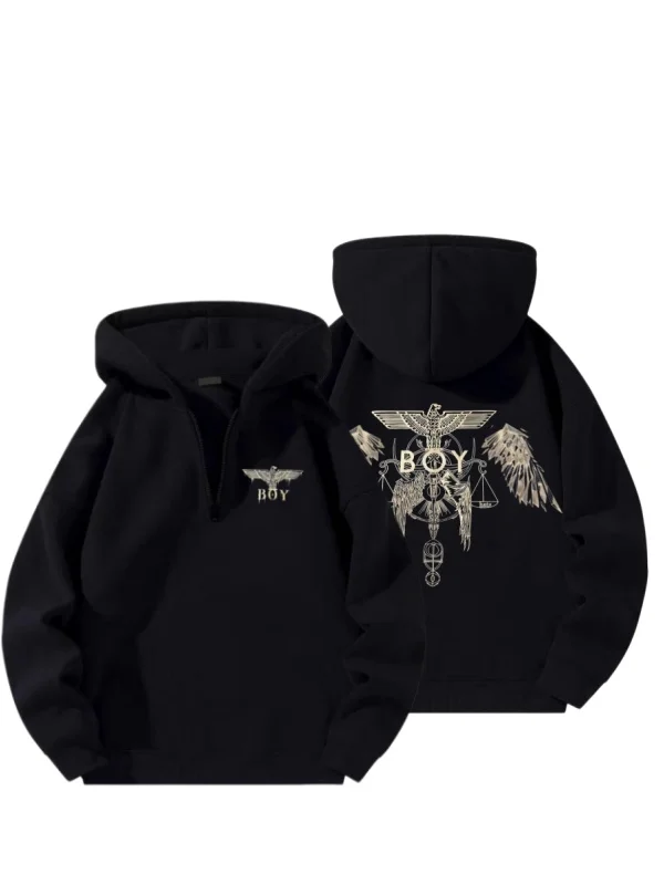 BOY LONDON Chaqueta con capucha de algodón puro con cremallera y estampado de moda de otoño e invierno, sudadera holgada deportiva y de ocio para hombre