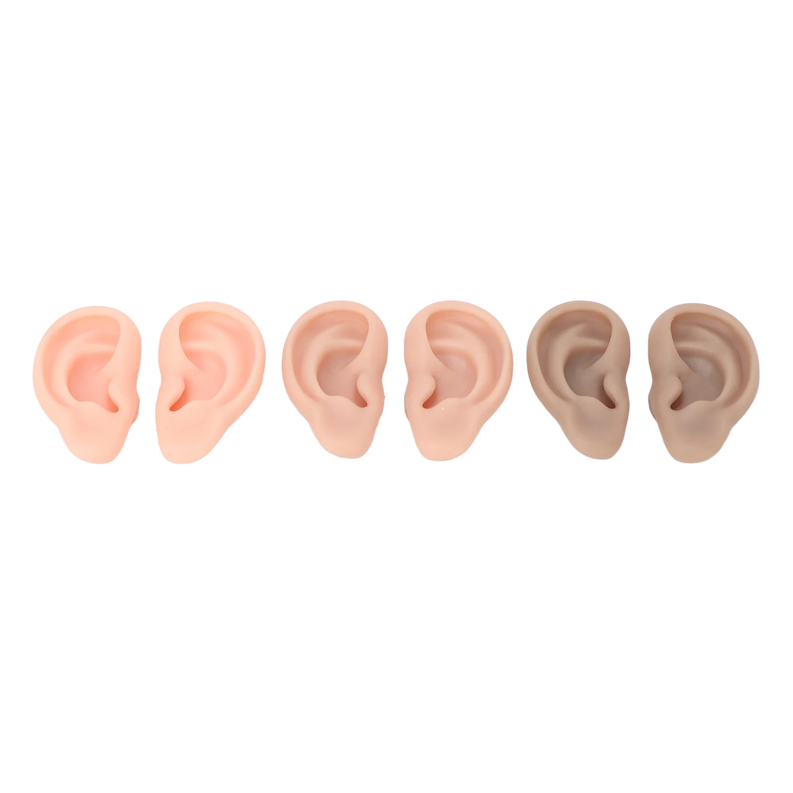 

3 Pairs Silicone Ear Model Soft Flexible Ears 3 Colors Artificial Reusable for Practice Fake Ear Model