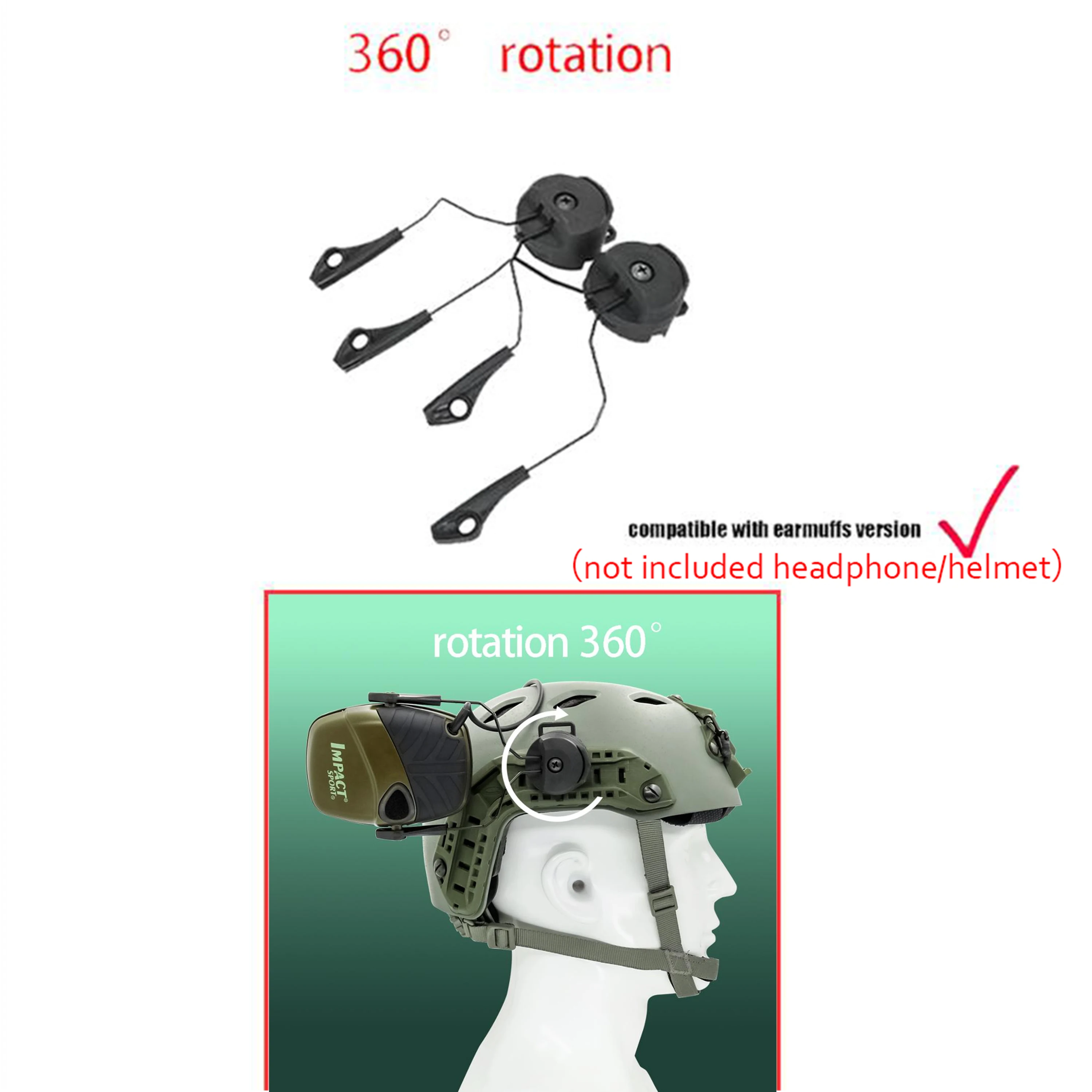 ARC OPS-CORE Helmet Rail Adapter Tactical Mount for Howard Leight Impact Tactical Headset and Shooting Headset Free postage.