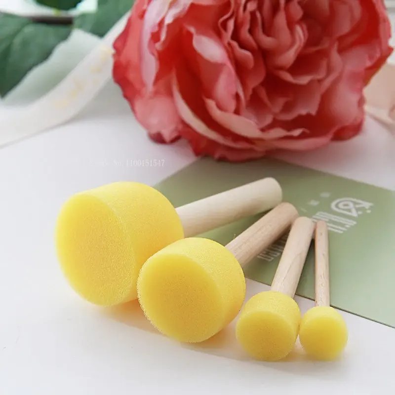 4-piece Set Mushroom Head Sponge Wood Stick DIY Aromatherapy Candle Plaster Staining Dizzy Sponge Brush Printing Painting Pen