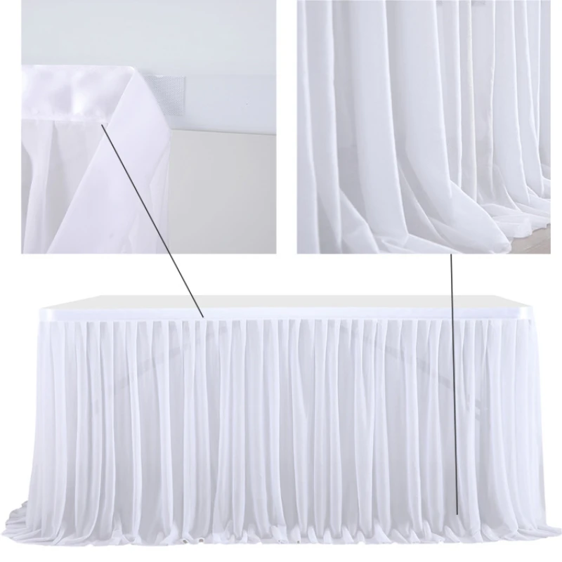 Tulle Table Skirt Rectangle Baby Shower Table Cloth Wedding Decor  Tablecloth Birthday Party Elastic Chiffon Folding Table Skirt