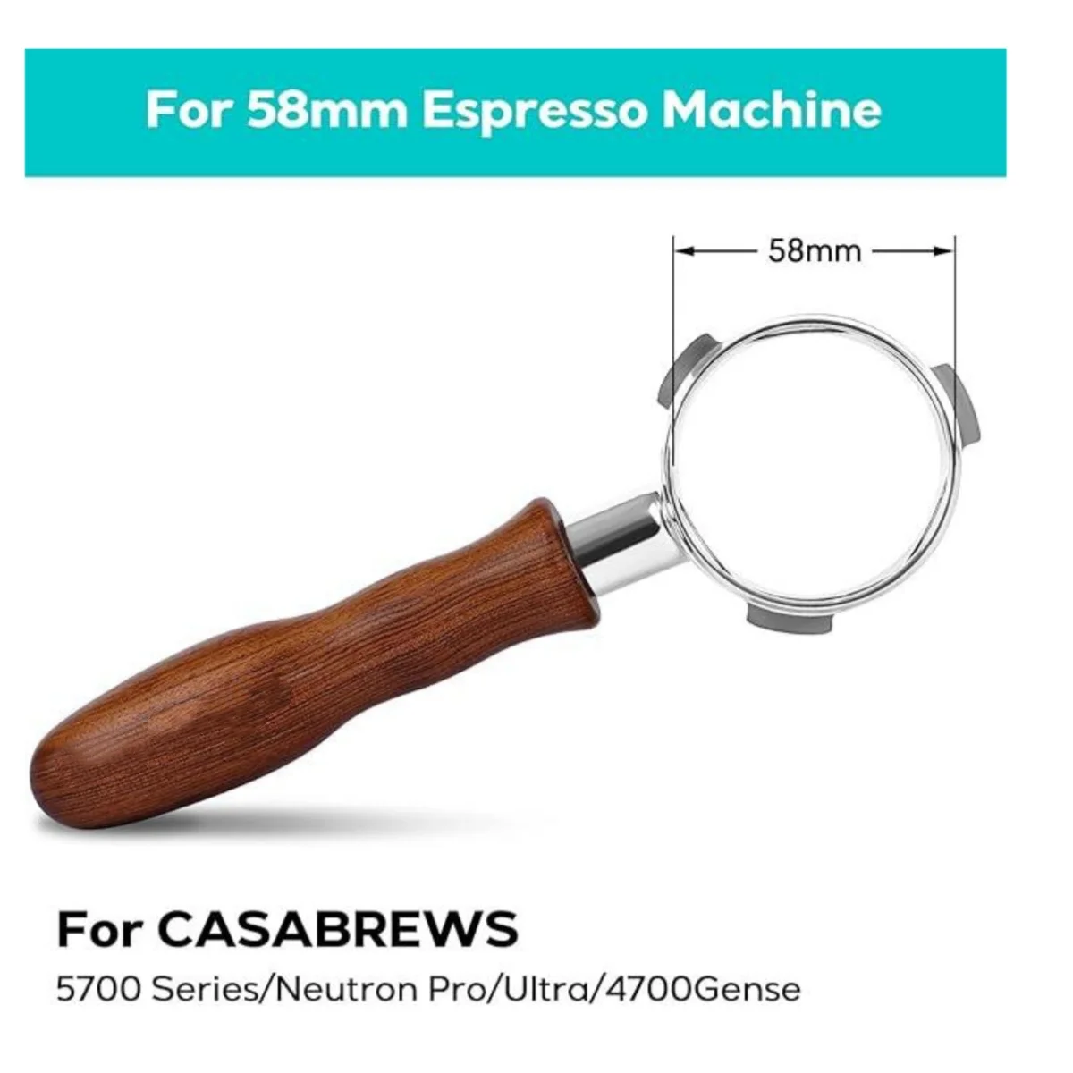 58mm Coffee Bottomless Portafilter Espresso Handle Fits Hibrew H13 H7 H10A, CASABREWS 5700 Series, Neutron Pro and 4700Gense
