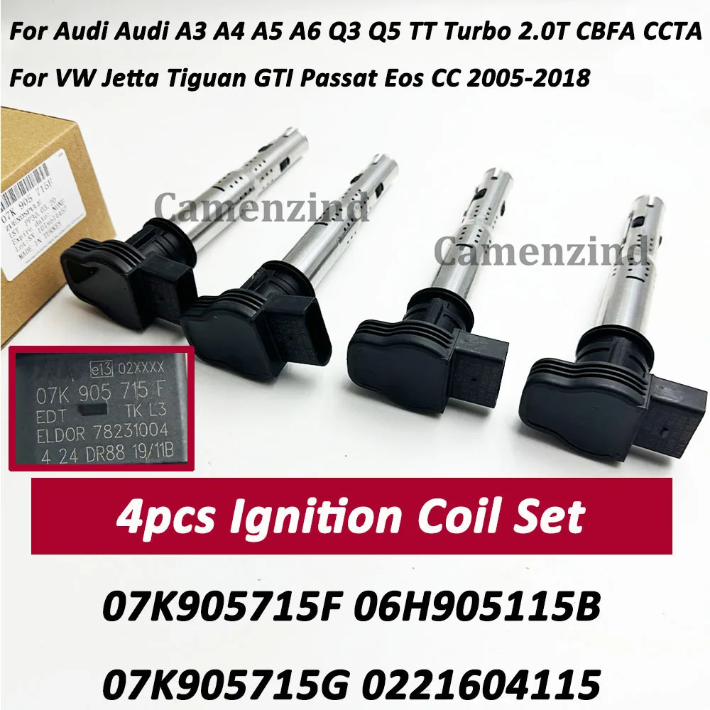 

4Pcs Ignition Coil UF575 for A-udi TT A3 A4 Q5 V-W Golf Jetta Passat Rabbit 07K905715F 06E905115E 06E905115 07K905715G 07K905715