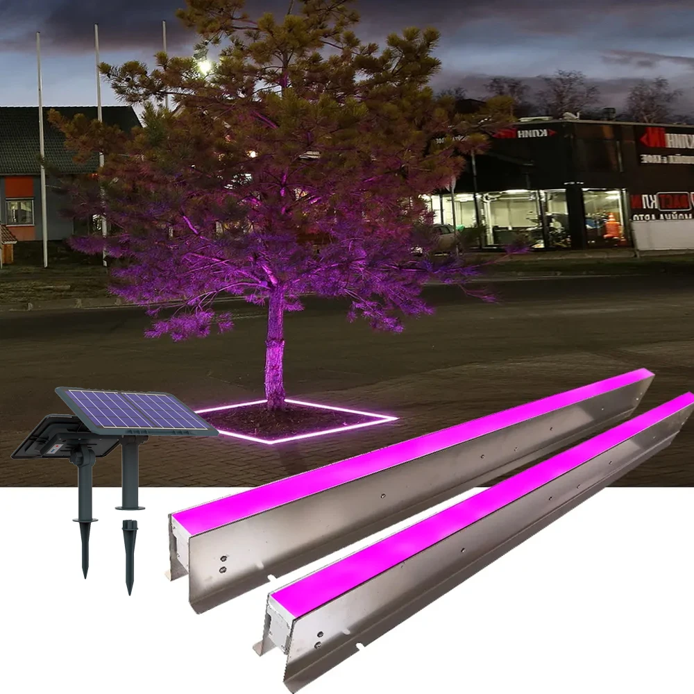 

Solar-Driven Stainless Steel Linear Tree RGB Color DMX512 DC24V Outdoor LED Floor Buried Spotlight for Landscape for Palm Trees