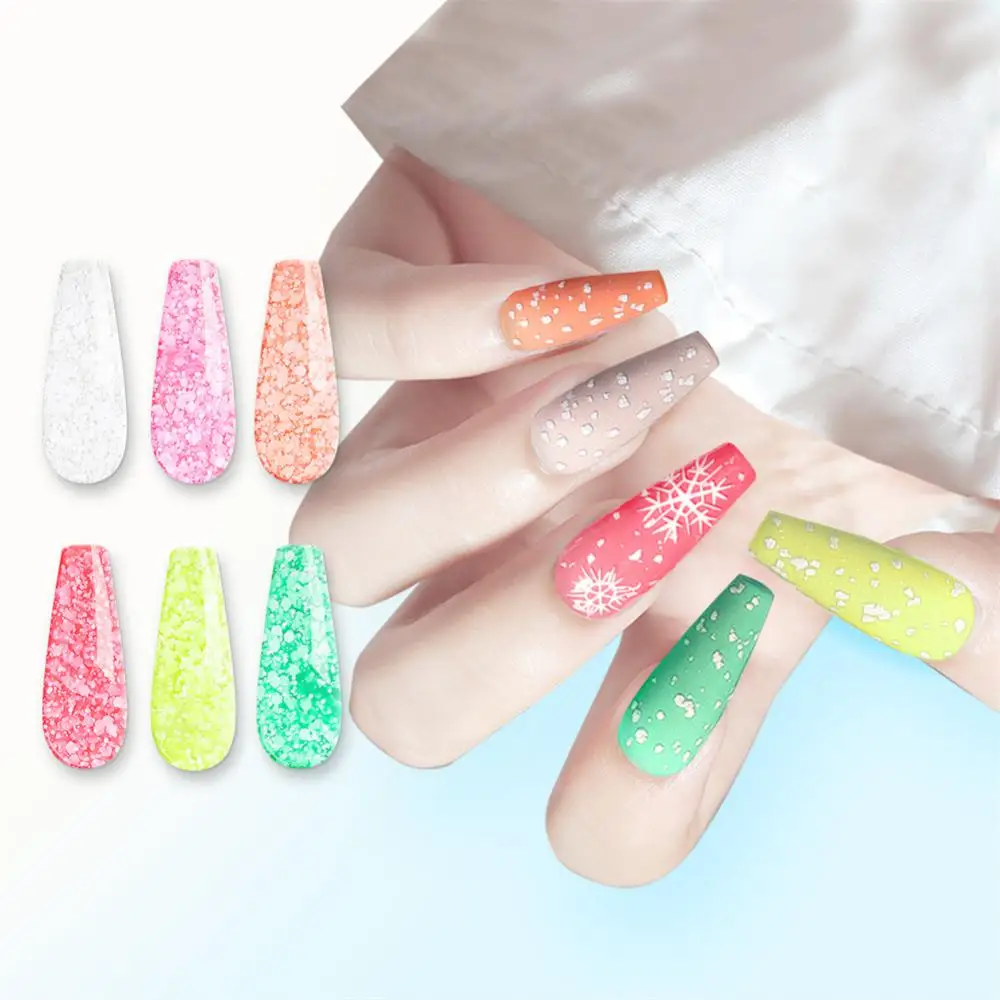 5ml Monja Snowflake Nail Glue Delicate Thick Manicure Flash Gel Shiny Nail Polish Multicolor Snowflake Nail Gel Seal Nail Glue