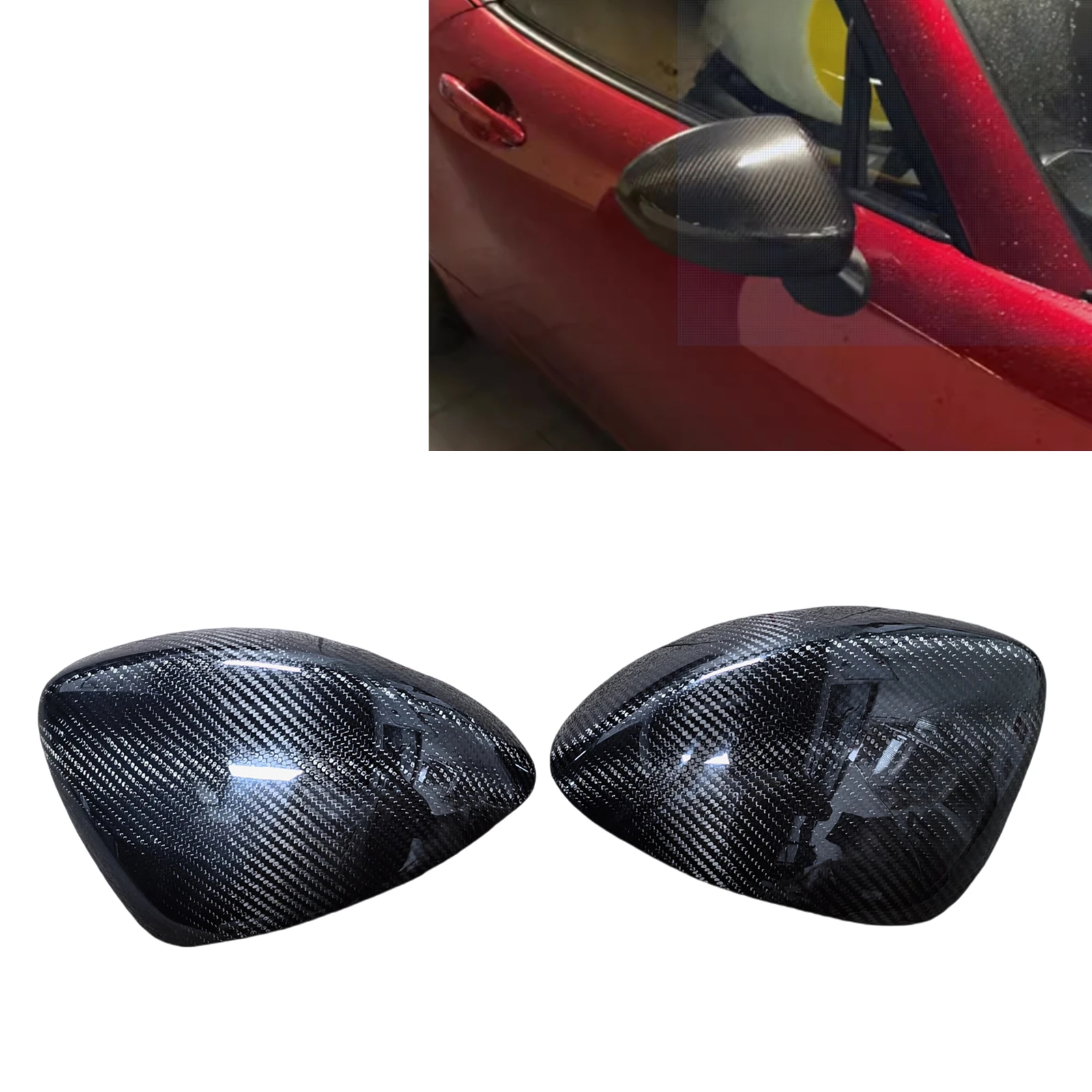 

For Mazda MX-5 Miata MX5 2016-2025 Real Carbon Fiber Rear View Mirror Cover Rearview Cap Shell Add On Type