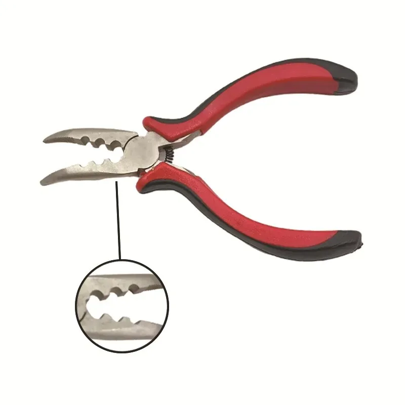 3-Hole Nickel-Iron Alloy Pliers - Black-Red Handle Bent-Head Toothed Pliers for DIY Wig & Jewelry Crafting