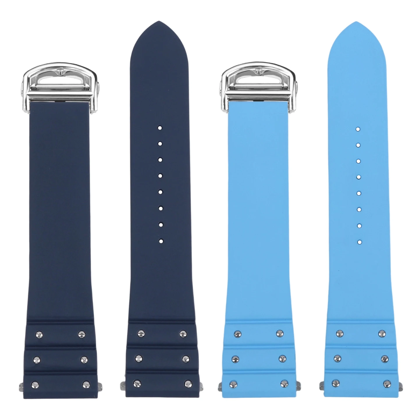 Hohe Qualität für Cartier spezifisches Sandus-Uhrenarmband aus Fluorkautschuk-Echtleder mit Schnellverschluss und Kopfmaserung aus Edelstahl