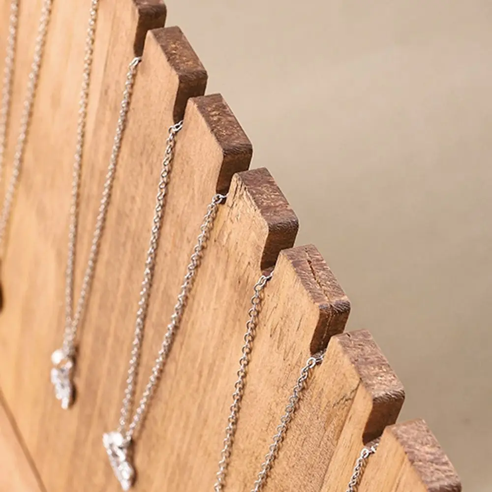 Colares em forma de L cavalete vitrine nogueira madeira moda colar de madeira quadro jóias coleção rack