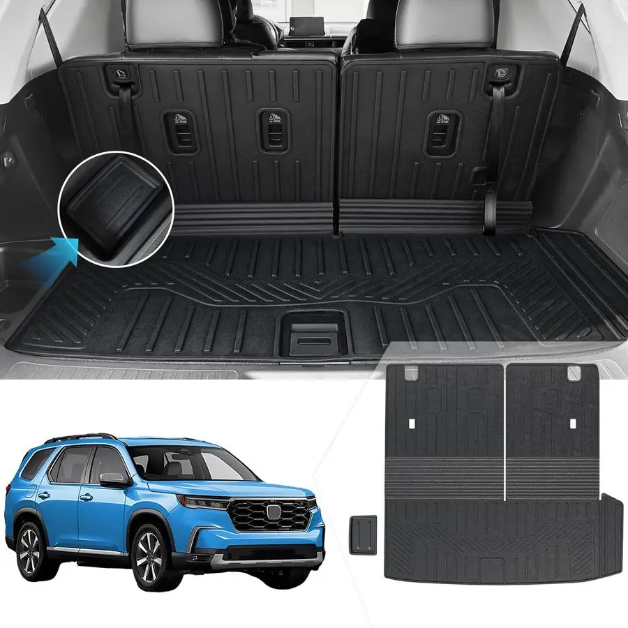

Mat for 2025 2024 2023 Honda Pilot Accessories, All Weather TPE Trunk Mat with Backrest Mat Interior Protector Include Left Stor