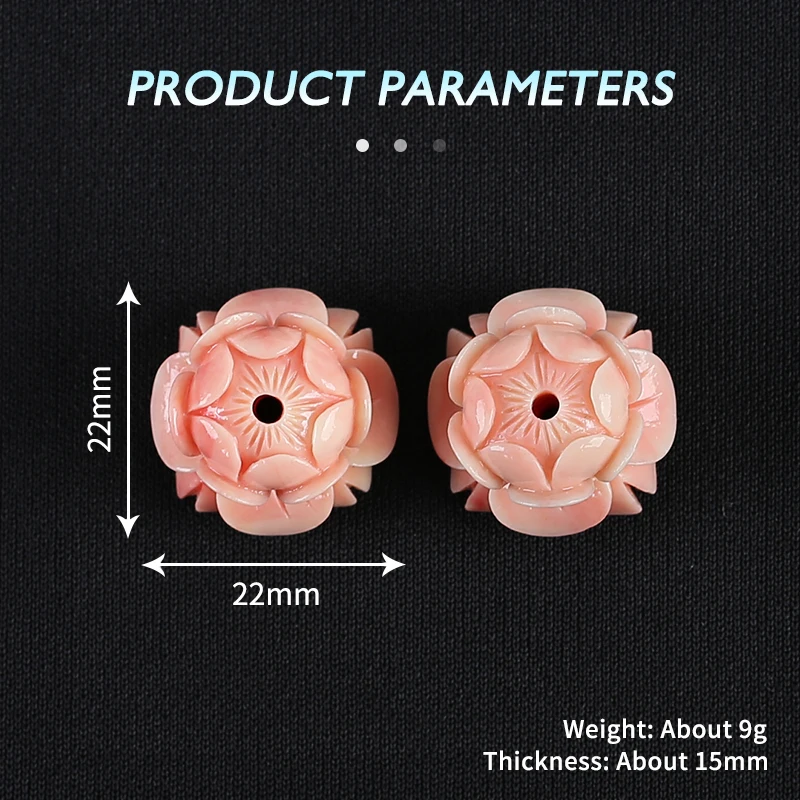 Handmade Jewelry Earring Bead,Pink Conch Shell Carved Flowers Eaeeings Accessories For Women 22x22x15mm 9g