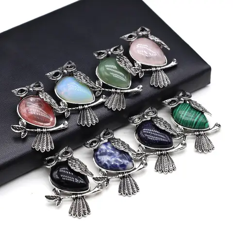 Vintage Natural Stone Malachite Green Aventurine Sodalite Animals Pin Delicate Office Party Accessories Brooch for Women