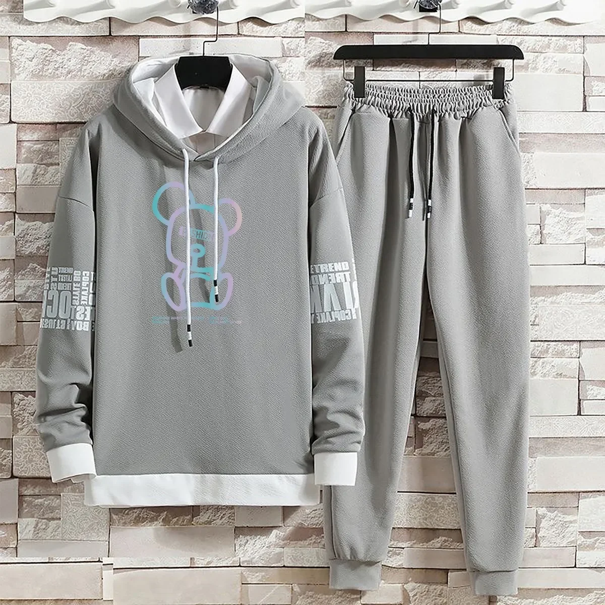 Hoodies Set Pants Pullover Hat Casual Clothing for Men Summer Autumn Suits Hood  Print Sweaterhoodie Men New Top Long Sleeves