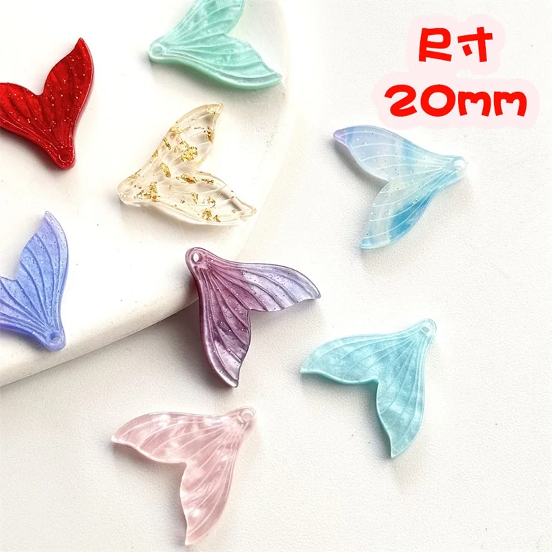 Free shipping 90pcs/lot color print cartoon fish tails shape acrylic beads diy jewelry garment hair accessory